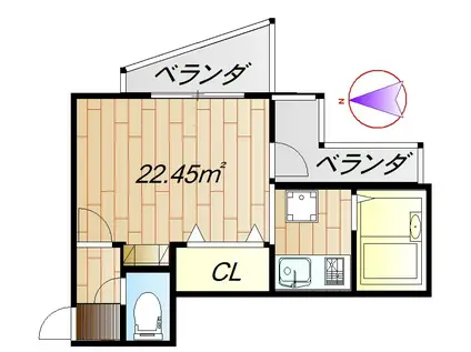 ベルハイム菊名(1K/4階)の間取り写真