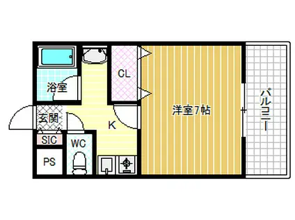 プロムナードみささぎ(1K/1階)の間取り写真