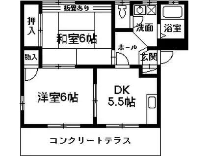 サンセールB(2DK/2階)の間取り写真