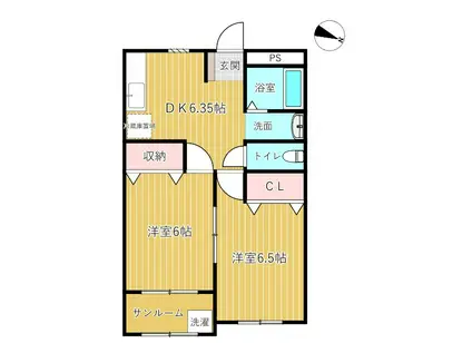 ファミールなかがわら(2DK/1階)の間取り写真