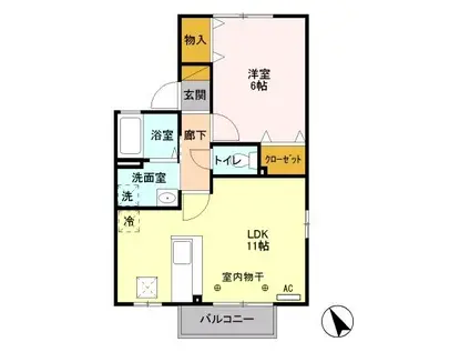 イーストヒルズ 壱番館(1LDK/1階)の間取り写真