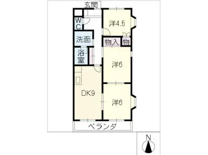 エクセリーヌKIII(3DK/1階)の間取り写真