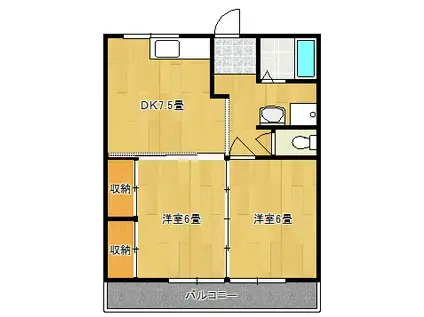 フローラ(2DK/2階)の間取り写真