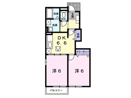 コンフォルターブルIII(2DK/1階)の間取り写真