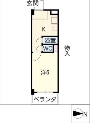 第3オオタビル(1K/3階)の間取り写真