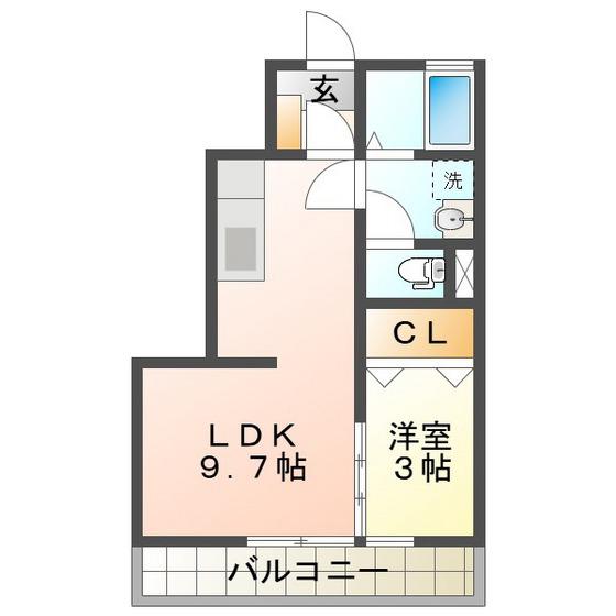 サウンドフェザー(1LDK/1階)の間取り写真