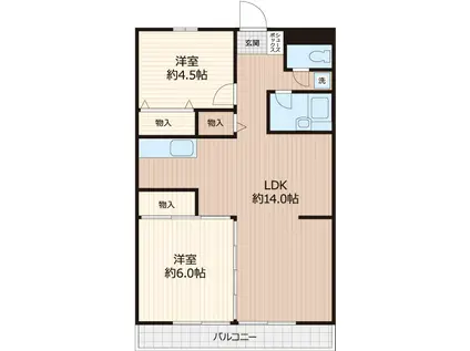 ルレーブ見川III棟(2LDK/3階)の間取り写真