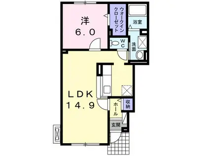 スパライ銀世 II(1LDK/1階)の間取り写真