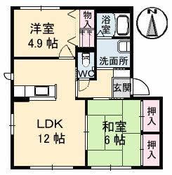 エアトベール A・B・C棟(2LDK/1階)の間取り写真