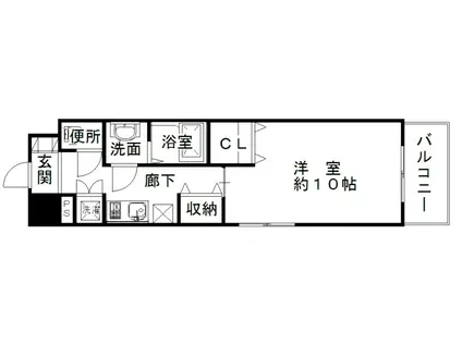 パセオス上本町(1K/8階)の間取り写真