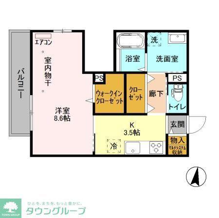 PIAZZA津田沼(1K/2階)の間取り写真