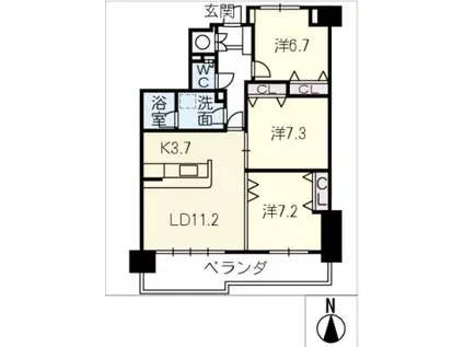 中央マンション上地113(3LDK/1階)の間取り写真