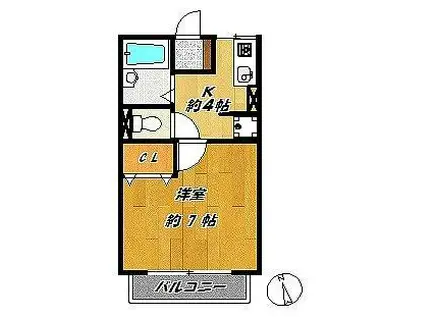 ルミエール池田(1K/2階)の間取り写真