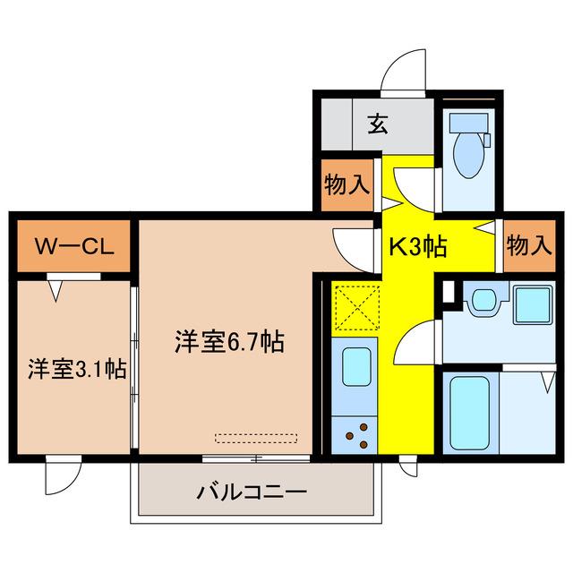 サンシティ伝馬町(2K/2階)の間取り写真