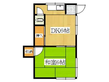 大島アパート(1DK/2階)の間取り写真