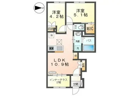 BRIGHT NEST(2LDK/1階)の間取り写真
