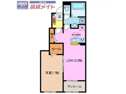 ラルース B(1LDK/1階)の間取り写真