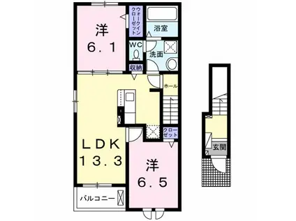 フィールドヒル 塩尻I(2LDK/2階)の間取り写真