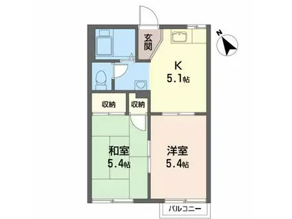 フォーブルオリバー(2K/2階)の間取り写真