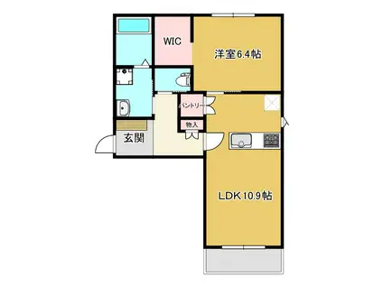 カージュ野村(1LDK/2階)の間取り写真