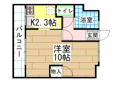 チモトビル(1K/3階)の間取り写真
