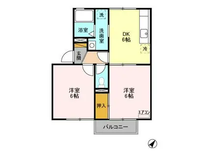 メゾンクロシェット(2DK/1階)の間取り写真