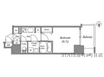 ファーストフィオーレ大阪城イースト(1K/7階)の間取り写真