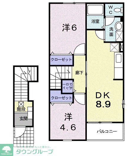ファーストデューVI(2DK/2階)の間取り写真