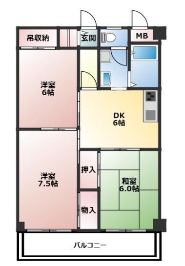 エステートピア日吉(3DK/2階)の間取り写真