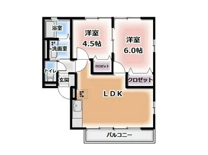 シャルムW(2LDK/1階)の間取り写真