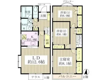 フェアステージ妙典B棟(3LDK/1階)の間取り写真