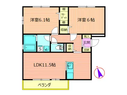 アネックスIII(2LDK/1階)の間取り写真