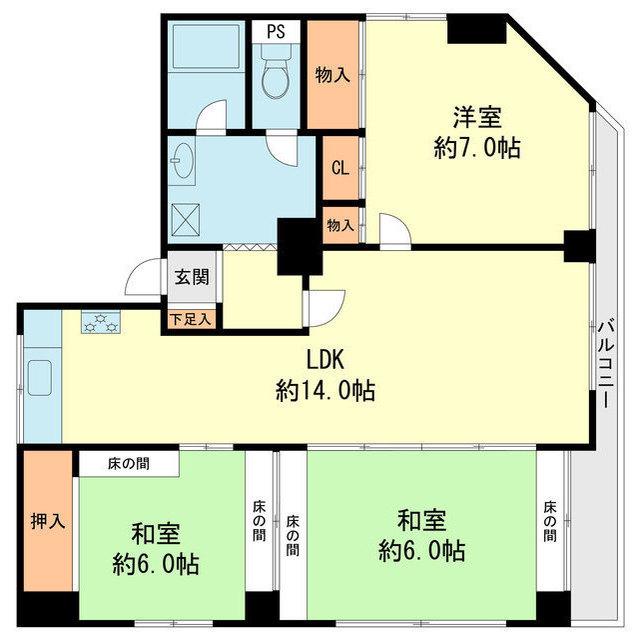 州峰備留(3LDK/2階)の間取り写真