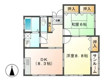 ハイム・オレンジII(2DK/1階)の間取り写真