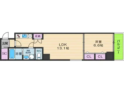 REIOS谷町(1LDK/2階)の間取り写真