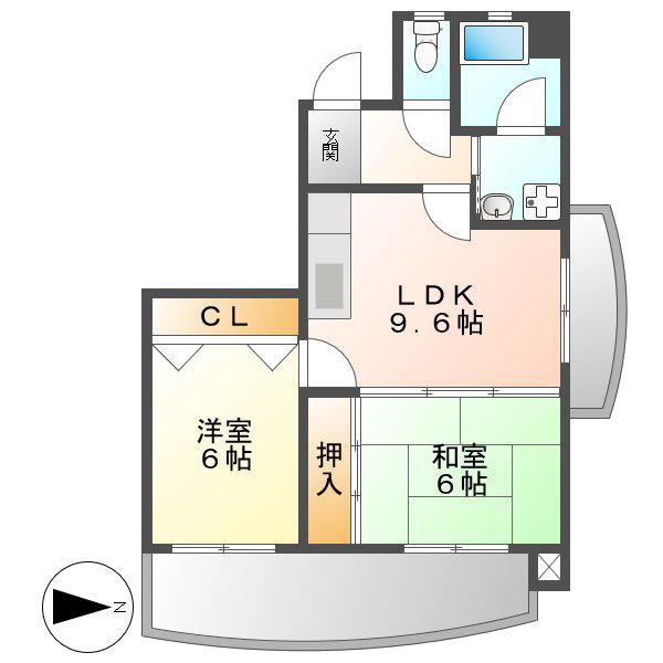 ブラザービル八幡(2LDK/2階)の間取り写真