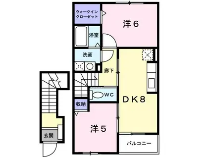 クリスタルベロニカ(2DK/2階)の間取り写真