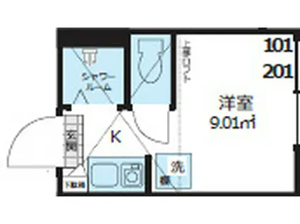 CHIARO千川(ワンルーム/2階)の間取り写真