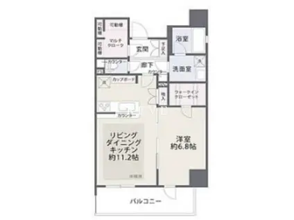 デュアレス千代田三崎町(1LDK/6階)の間取り写真