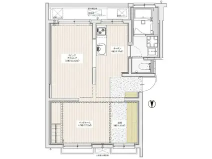 クロスシード戸越公園(1LDK/4階)の間取り写真