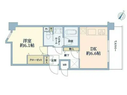 ランドステージ代々の杜(1DK/4階)の間取り写真