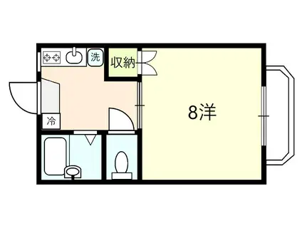 サンティールI(1K/2階)の間取り写真