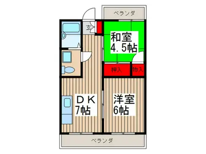 東国分マンション(2DK/2階)の間取り写真