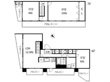 ルミネ五反田 6階(3LDK/6階)の間取り写真