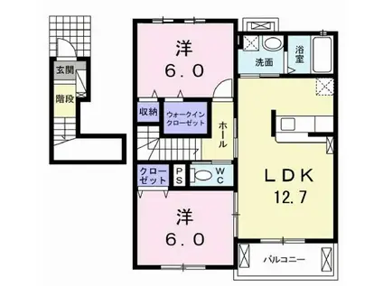 ピアチェーヴォレII(2LDK/2階)の間取り写真