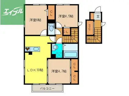 ヴィラージュ(3LDK/2階)の間取り写真