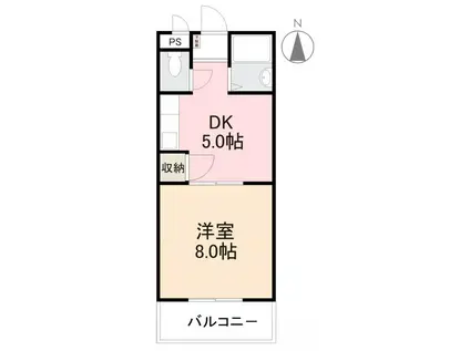 グリーンヒル第3(1DK/1階)の間取り写真