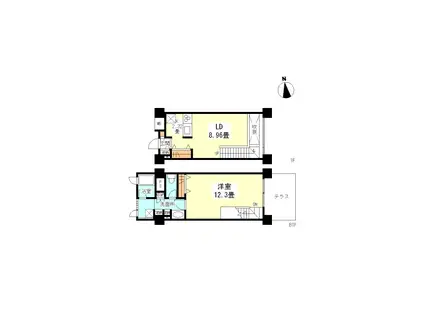 スタイリオ妙蓮寺(1LDK/2階)の間取り写真