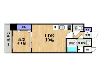 AND TERRACE天王寺(1LDK/4階)の間取り写真