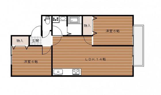 ファミール沼田B棟(2LDK/1階)の間取り写真